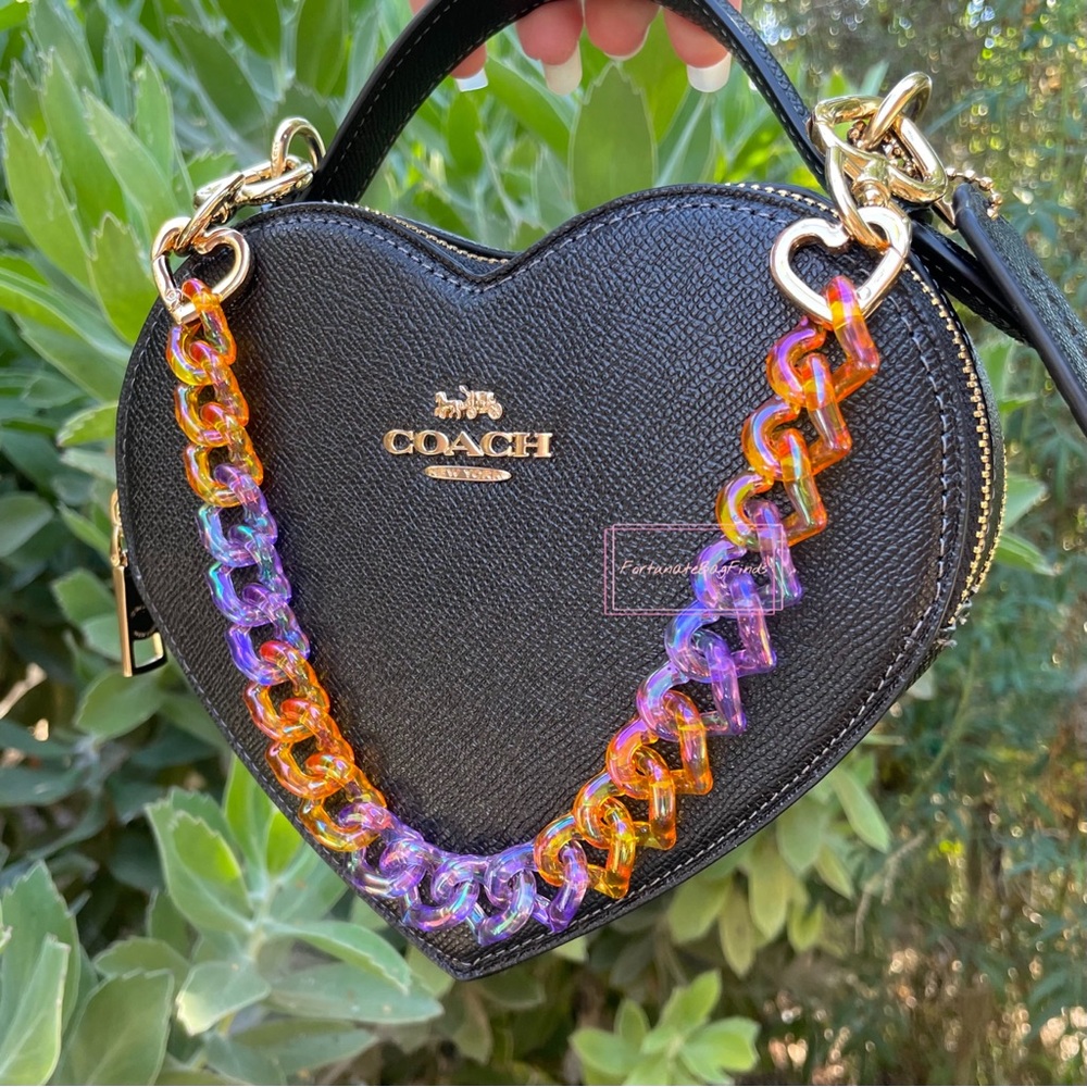 Halloween Orange Purple Triple Hearts Bag Purse Novelty Resin Chain Charm Strap - Picture 8 of 14